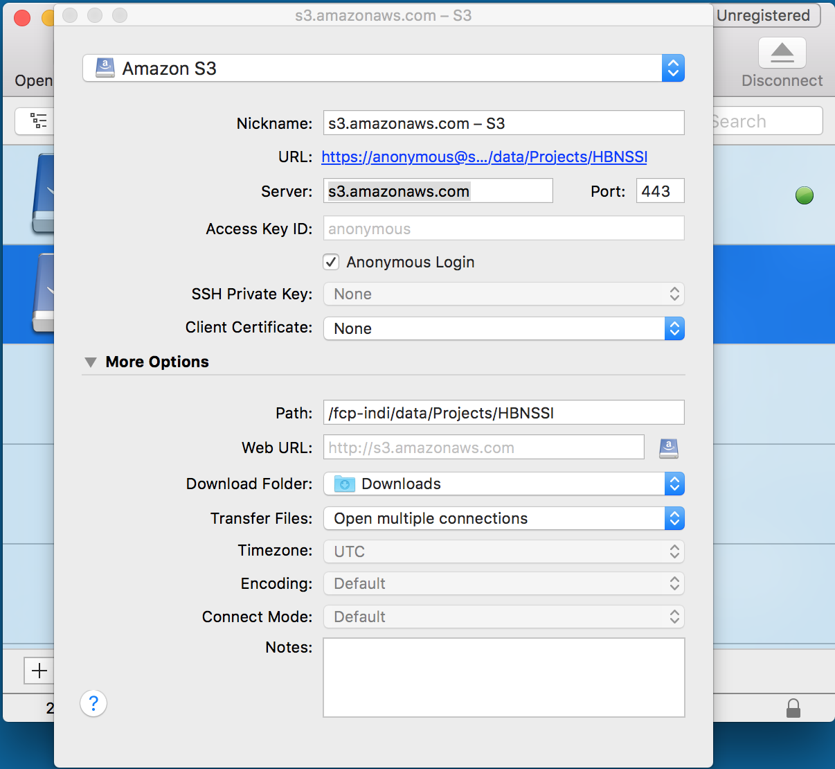 Configuring Cyberduck to access ABIDE Preprocessed data